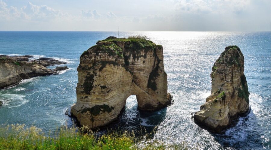 Visit the famous Raouché Rocks in Beirut